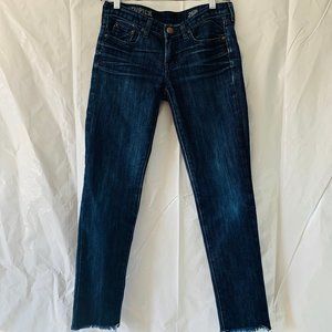 J. Crew Toothpick Skinny Ankle Raw Hem Dark Jeans